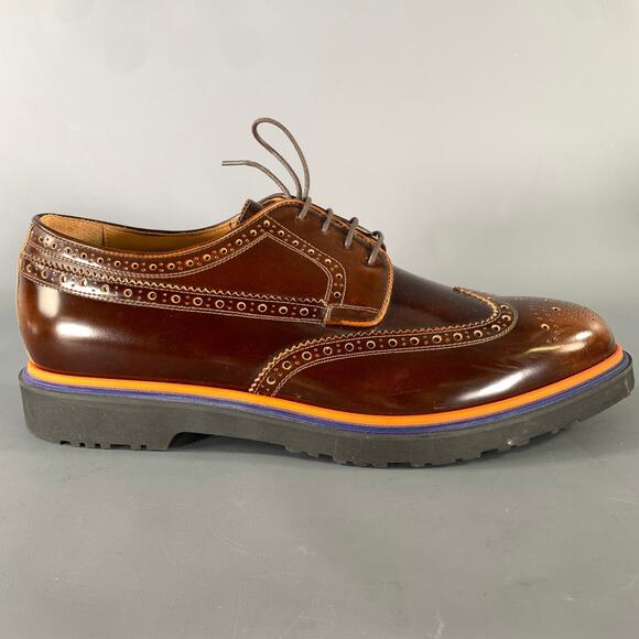 PAUL SMITH Size 10 Brown Orange Wingtip Loafers main image 6